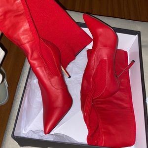 Tony Bianco thigh high red boots. Never worn outside. original receipt and box